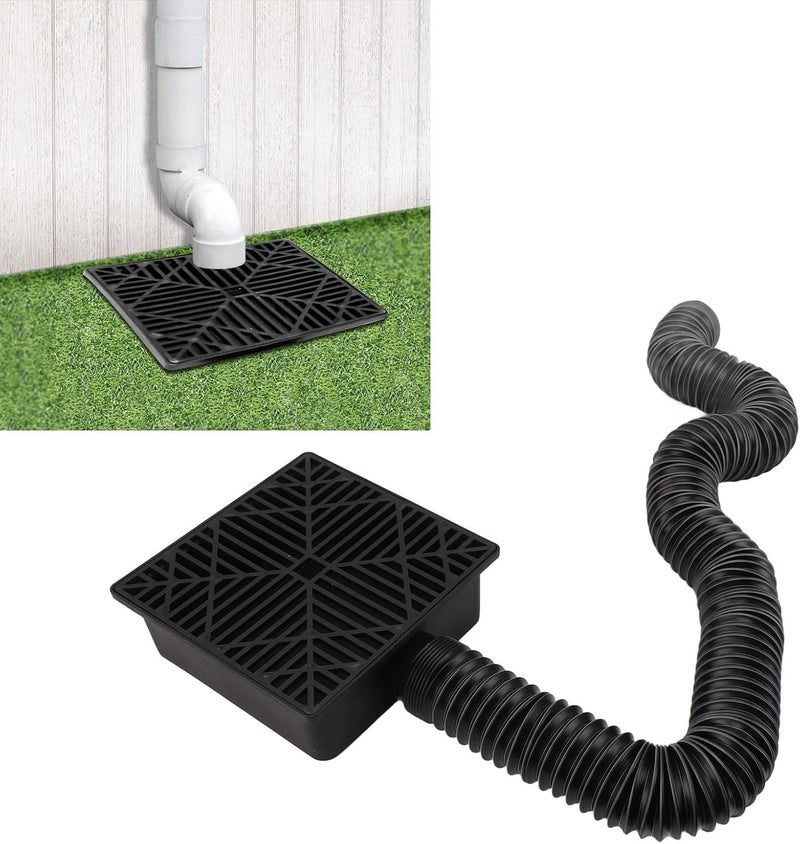 equlup Catch Basin Downspout Extension, 2.5-8ft No Digging Catch Basin Gutters Low Profile Downspout Extender Dual Drain Hole Rainwater Diverter - Image 5